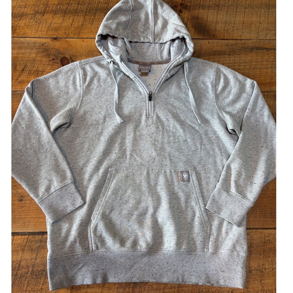 Ariat Rebar Womens Gray Heathered 1/4 Zip Pullover Hoodie Sweatshirt Large